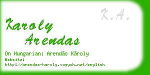 karoly arendas business card