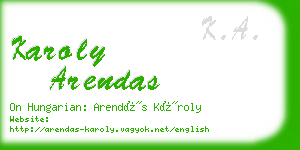 karoly arendas business card